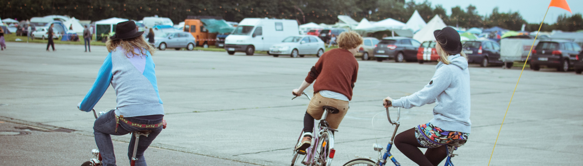 Young people on bikes